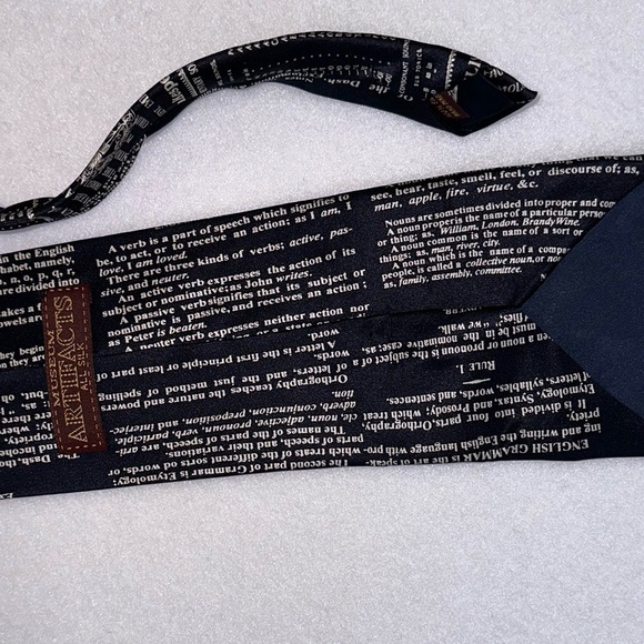 FINAL SALE Museum Artifacts Tie Silk English Reader English Grammar NWT - Picture 4 of 8